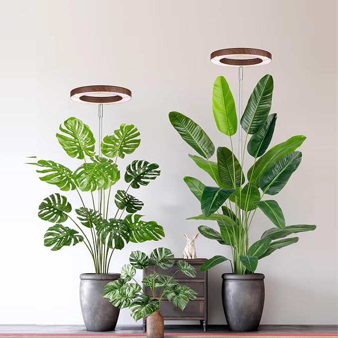 Plant Grow Light,yadoker LED Growing Light Full Spectrum for Indoor Plants,Aluminum Walnut Wood Grain Plant Lights,Height Adjustable, Automatic Timer, 5V Low Safe Voltage,Idea for Large Plant Light，