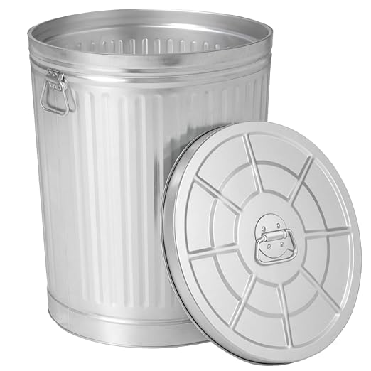 Gardenised Round Galvanized Steel, 26 Gallon Trash Can with Lid - Durable Metal Bucket for Backyard, Lawn, Garden and Yard Use - Weather-Resistant Garbage Can for Indoor and Outdoor, 28-inch