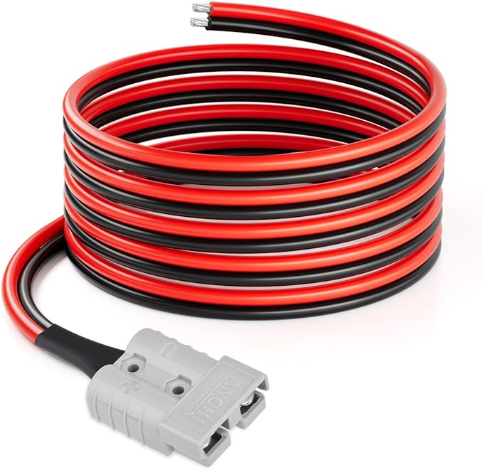 ELFCULB 10AWG 10FT Anderson Connector 50 Amp Cable,Anderson SB50 Plug Battery Quick Connector Cable for Solar and Wind Energy Systems Battery Connections Forklifts