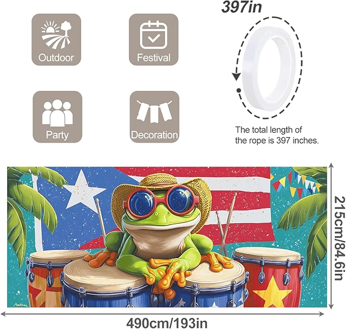 7 * 16FT Summer Puerto Rico Garage Door Cover Decorations Sunset Palm Trees Garage Door Banner for Outdoor Indoor Summer Party Photography Backdrop