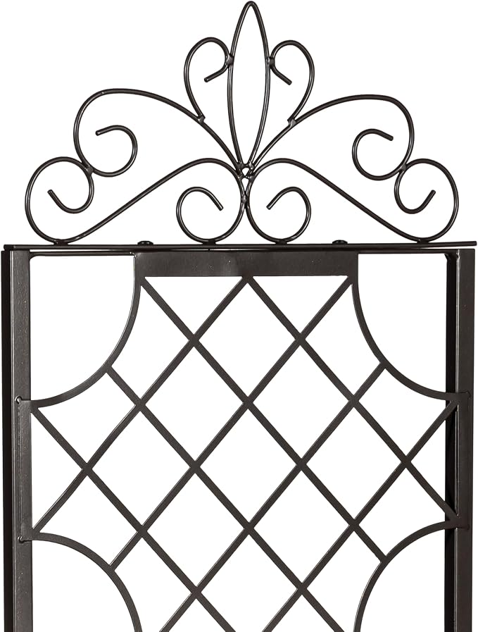 Evergreen Garden Classic Metal Plant Stand with Lattice Trellis for Climbing Plants, Floor Tall Plant Stand Indoor and Outdoor for Patio, Porch, Garden