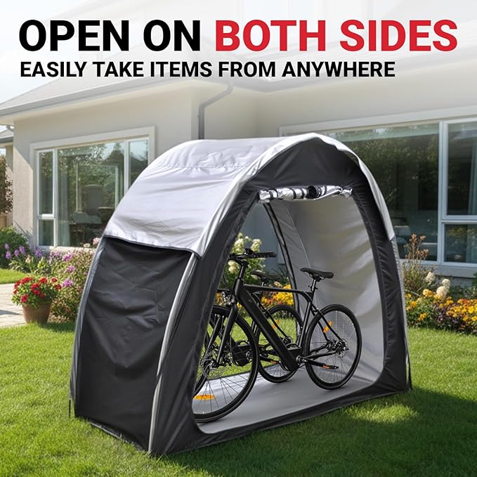 Himiway Bike Storage Shed Tent with Double Doors for 2 Bikes PU4000 Silver Coated Waterproof Anti-Dust 210D Oxford Fabric Portable Foldable Outdoor Bicycle Cover Shelter Carry Bag for Home Garden