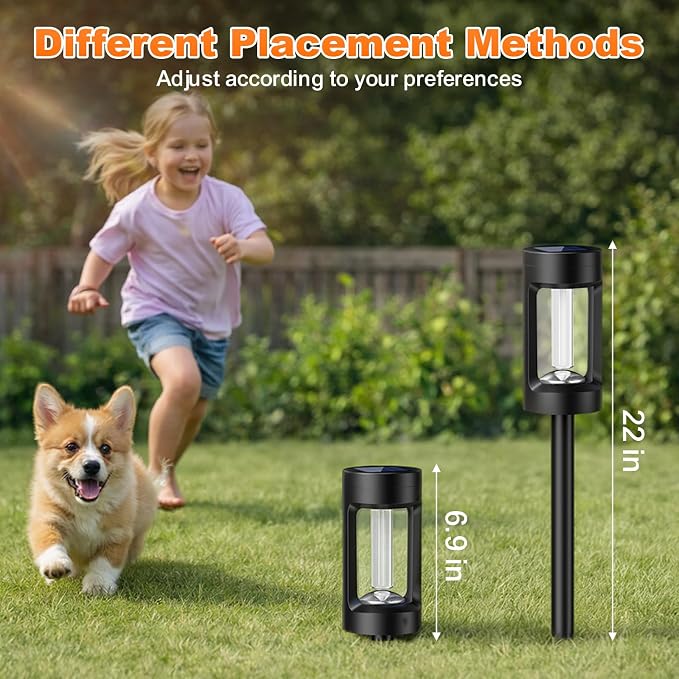 Solar Lights Outdoor，2 Pack Solar Pathway Lights with Acrylic Wick and 3000K IP65 Waterproof Lights for Lawn Patio Walkway Driveway Decor Landscape
