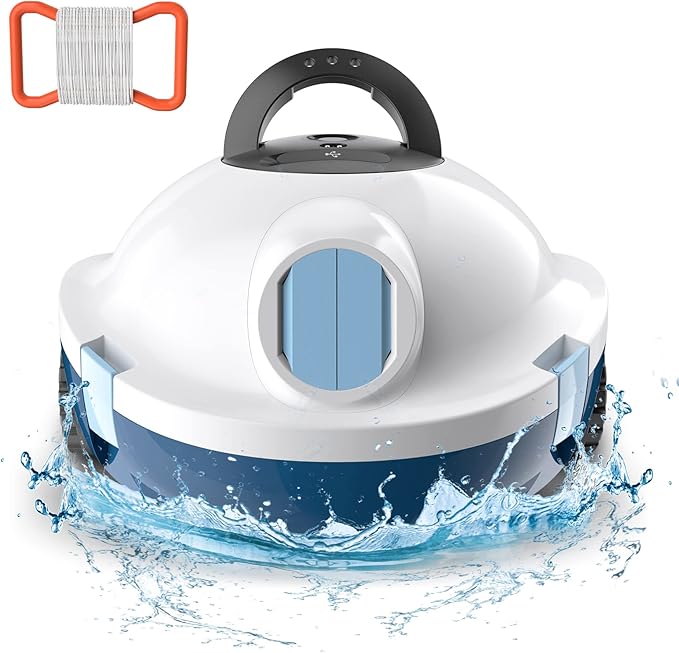 Y10 Cordless Robotic Pool Cleaner, Automatic Pool Vacuum - Ultra Long Battery Life, Powerful Suction, Self-Parking, Lightweight for Above/Inground Pools Up to 65ft/1100 Sq.Ft (Ivory)