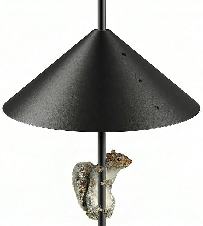 19-Inch Squirrel Baffle for Bird Feeder Pole, Outdoor Squirrel Proof Bird Feeder Guard, Rust-Free, Weather Resistant, Easy Install for Shepherd’s Hook, Bird House & Pole Mount