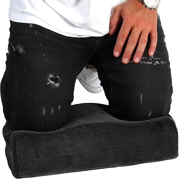 Kneeling Pad Comfort Memory Foam - Extra Thick Knee Cushion Floor Sitting for Work, Mechanics, Construction, Gardening, Yoga, Bath Kneeler for Baby Bath -Provide Support for Knees & Elevation (Black)