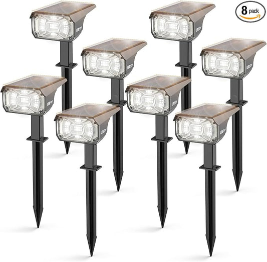 LEREKAM Solar Spot Lights Outdoor,40 LEDs Solar Outdoor Waterproof Landscape Lights with 3 Light Modes, Solar Powered Garden Yard Wall Lights Auto On,Off for Patio 8 Pack