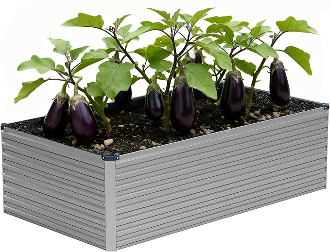 Vengarus 6x3x2FT Galvanized Raised Garden Bed Kit, Deep Root Planter Box Outdoor Large Planter Raised Beds for Planting Flowers,Vegetables and Herbs-Silver