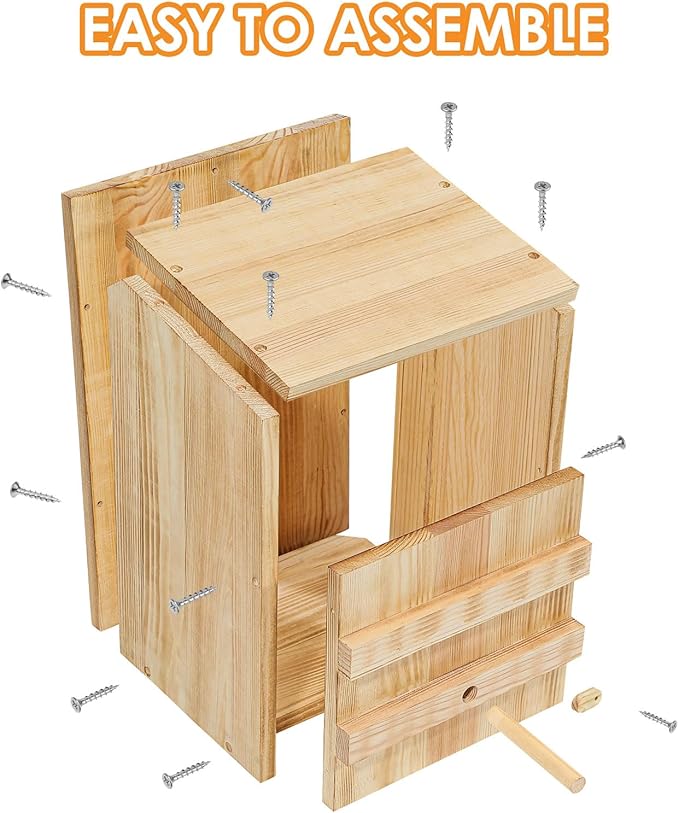 Barn Owl House,Owl Nesting Box for Outside,Wooden Nest House,Square Opening Bird Houses for Outside,Suitable for Wildlife Barn,Eastern Screech,Great Horned,Easy Assembly Required