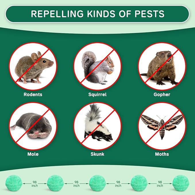 Rodent Mouse Repellent 28 pcs, Peppermint Oil Moth Balls for Mice Rats Deterrent, Natural Pest Control Mothballs for Rodents, Squirrels, Skunk, Mole, Gopher, Pets Safe, Indoor and Outdoor Use
