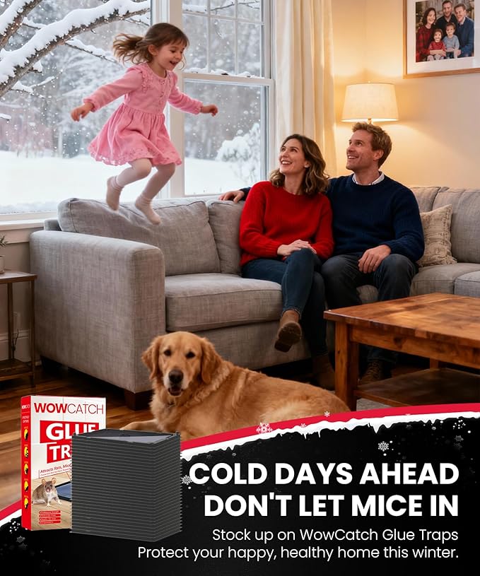 Wowcatch Jumbo Rat, Snake & Mouse Glue Traps - 6 Pack Extra Large Heavy Duty Sticky Traps Indoor for Home, Strong Adhesive Plastic Tray for Rodents, Non-Toxic Pest Control for House & Garage