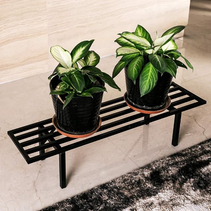 Zhongma One Tier Heavy Duty Metal Plant Stand (45.67 L x 8.66 W x 7.9 H)