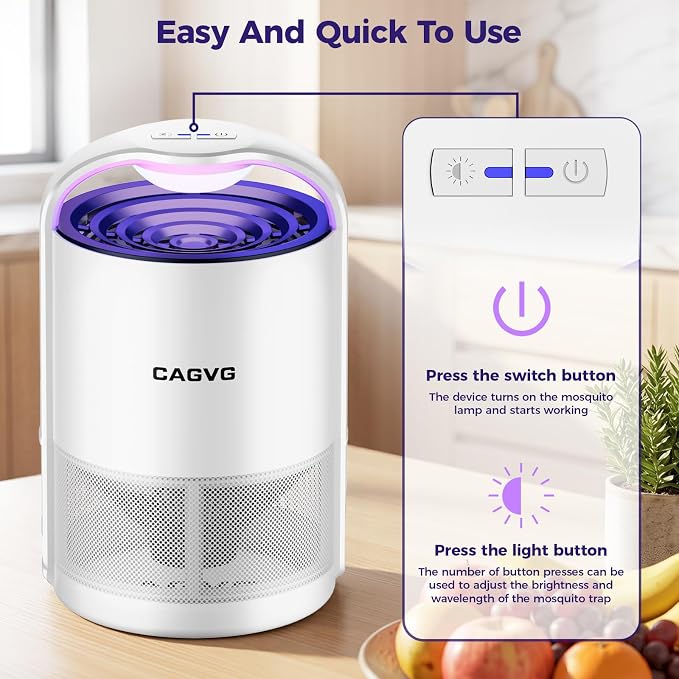 Fly Trap Indoor, Fruit Fly Traps for Indoors Flying Insect Gnat Traps for House Indoor with Adjustable Lighting, Bug Zapper Indoor, Gnat Killer Catcher with 10 Refills （White)
