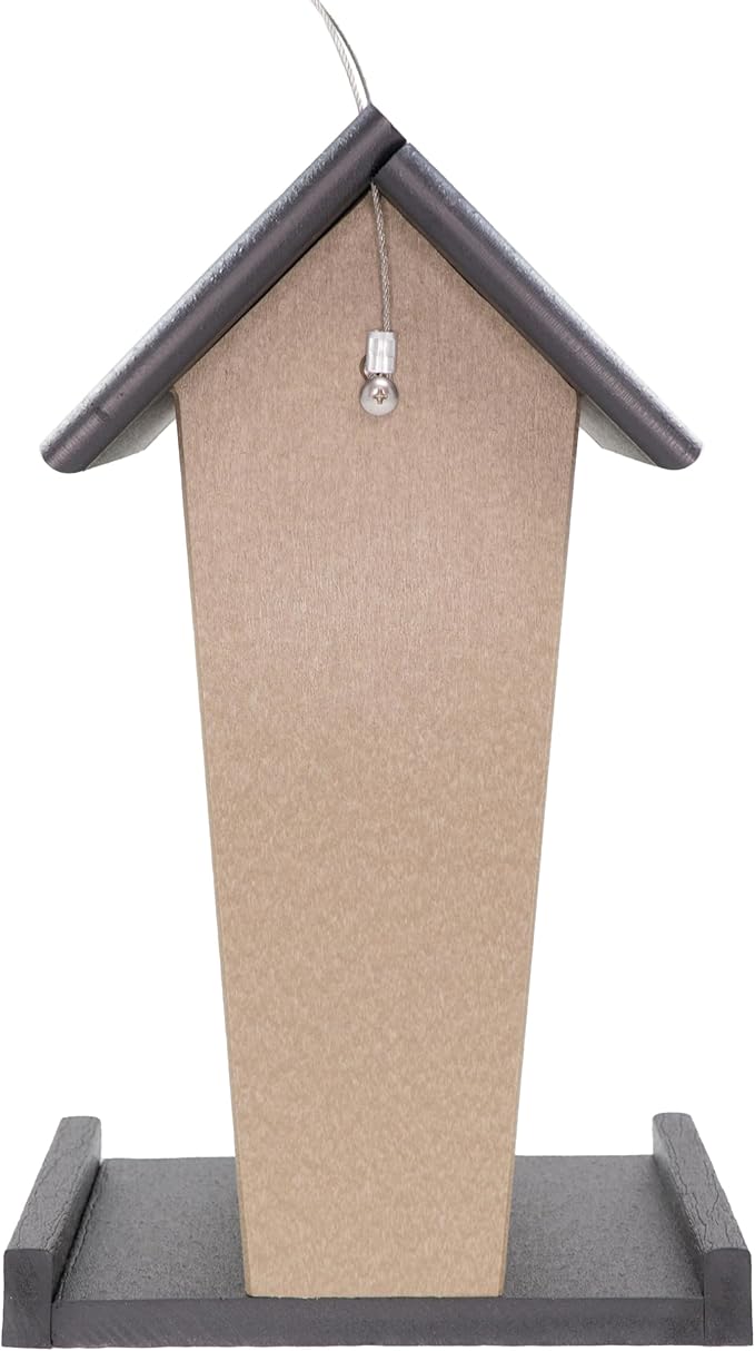 DutchCrafters Plastic Poly Hanging Whole Peanut Bird Feeder for Large Birds, Woodpeckers, Blue Jays for Outdoor, Garden, Yard - USA Amish Made (Black & Weatherwood)