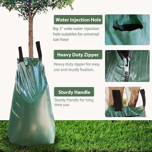 REMIAWY Tree Watering Bag, 20 Gallon Slow Release Irrigation Watering Bag for Trees, Made of Durable PVC Material with Zipper (6 Pack 5-8 Hours Releasing Time)