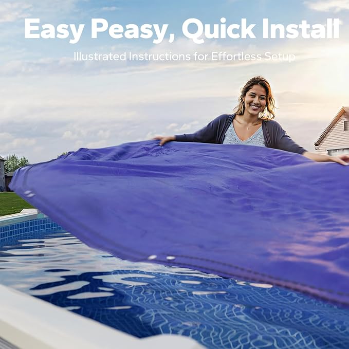 24 FT Round Pool Cover, [ 2025 Upgraded ] Above Ground Pool Cover, Heavy Duty Winter Pool Cover, Cold and UV Resistant, Cable and Pulley System