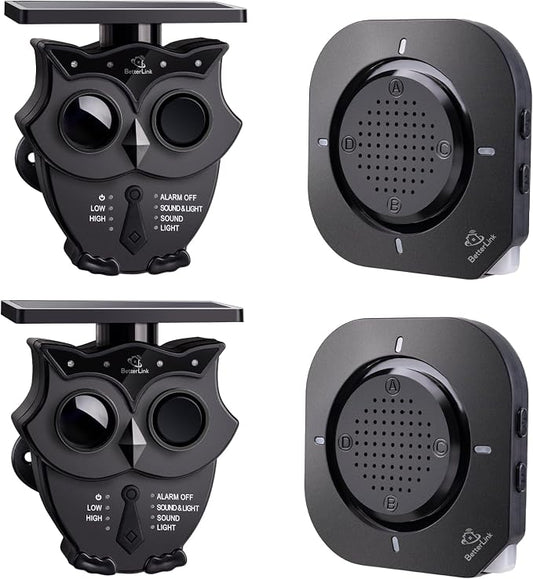 Driveway Alarm Systems Weatherproof Outdoor Motion Detector & Sensor with120dB Siren, Sound and Light Alert Systems Makes it Easy to Monitor & Protect Outdoor/Indoor Property(2R2S)