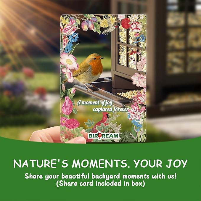 Birdream Bird Feeders for Outdoor Hanging, Assembly Required, 1-Min Easy Setup, Classic Courtyard Design, Attracting Cardinals Chickadees Goldfinches & Sparrows - Brown