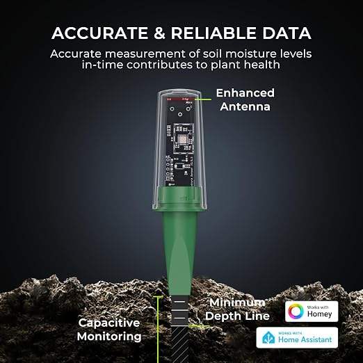 THIRDREALITY Smart Soil Moisture Sensor Gen2 3Pack,Zigbee hub Needed, nhanced Signal Stability,Capacitive Moisture Monitoring,Garden Planting, Compatible with Hubitat,SmartThings,Home Assistant,Homey