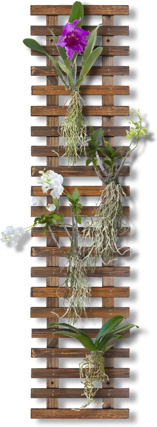 Mulctun Wall Planters - 11.4" W x 47.24" H Wooden Wall Planters for Indoor Outdoor Plants,Hanging Wood Wall Trellis,Wall Mounted Plant Holder for Orchids,Succulent,Air Plants,Hanging Pots Display