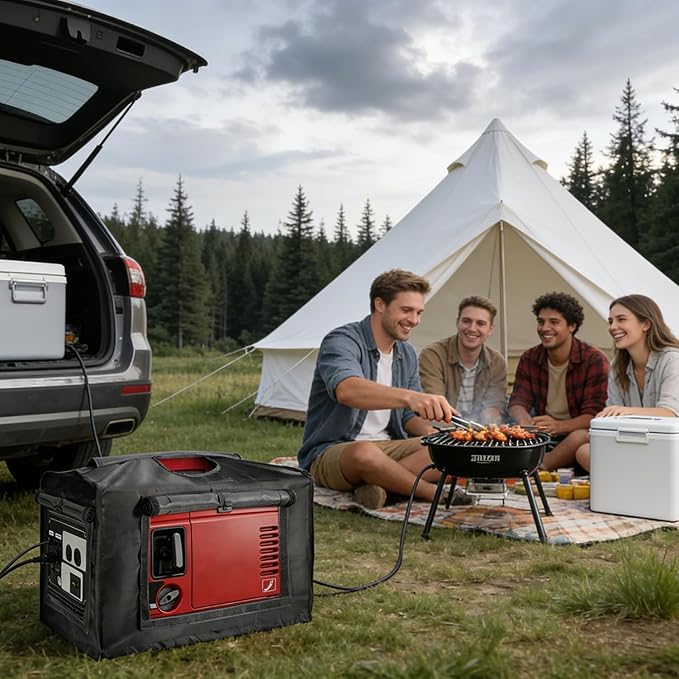 Joramoy Generator Cover While Running,Opened Double-layer 600D Portable Generator Tent for Outside Honda EU2000i EU2200IC,Waterproof,Heavy Duty