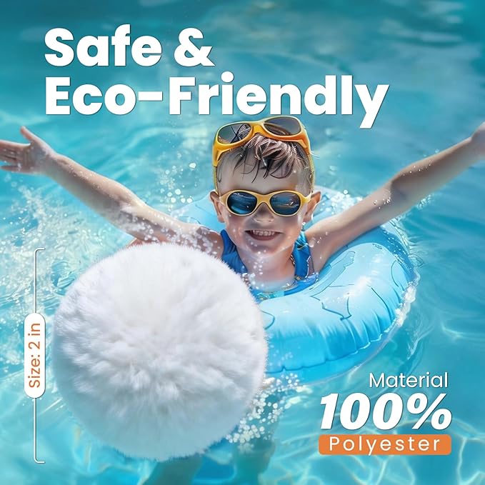 3.1 lbs Pool Filter Balls for Sand Filters, Reusable White Filter Media Balls for All Sand Filter Systems, Efficient & Lightweight Pool Sand Filter Balls, Replaces 100 lbs Pool Filter Sand