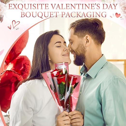Outus Flower Bouquet Accessories 200 Pcs Single Rose Sleeves with 200 Floral Water Tubes and 200 Crystal Diamond Head Bouquet Pins for Valentine's Day Mother's Days Supplies Graduation(Red)