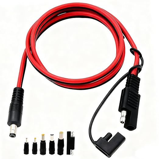 COMeap SAE to DC Adapter for Jackery Solar Panel, 3FT SAE Plug to DC5521 Male Connector Cable with DC 8/6.5/5.5/4.0/3.5(mm) for Solar Generator 14AWG