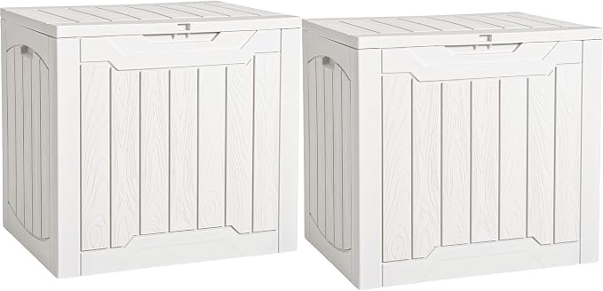 YITAHOME 31 Gallon Deck Boxes Set of 2, Lockable Outdoor Storage Bins for Patio Cushions, Garden Tools, Weather-Resistant Resin Storage Solution, White