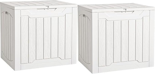 YITAHOME 31 Gallon Deck Boxes Set of 2, Lockable Outdoor Storage Bins for Patio Cushions, Garden Tools, Weather-Resistant Resin Storage Solution, White