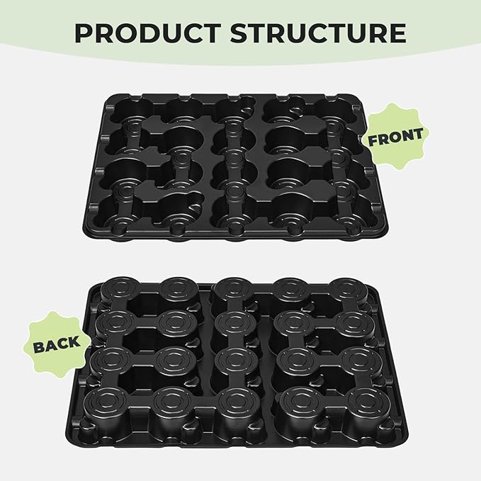 homenote 3 Inch Seed Starting Trays 5 Pack, 20-Cell Seedling Starter Trays for Indoor Outdoor Growing, Plant Starter Germination Trays for Pots Seedlings 3" Opening Compatible Pots