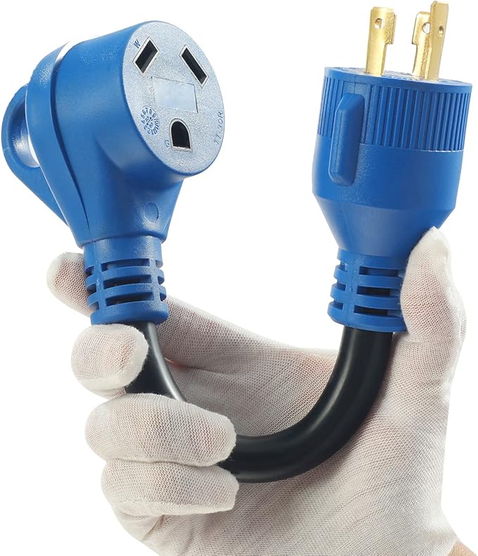 NEMA L5-30P to TT-30R 30 Amp Adapter Cord,30 Amp 125V Generator to RV Power Dogbone,Heavy Duty 12-Inch 10/3 AWG 3 Prong Locking Plug for RV Camper Travel Trailer,Rated for 30A 125V