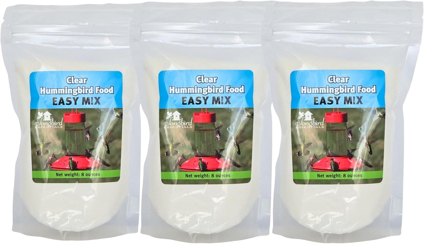 Songbird Essentials Clear Nectar Mix - 8 Ounce Dry Concentrate Makes 48 Ounces - No Boil, All Natural, No Dyes or Sweeteners - Made in USA - Attracts Orioles & Hummingbirds [Pack of 3]