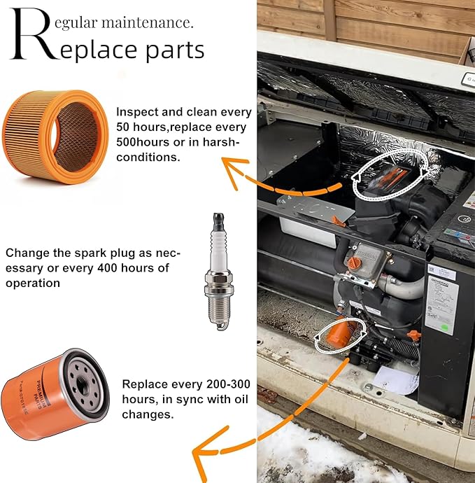 5665 Maintenance Kit - Fits for 20kW 999CC Engine Standby Generator 0G95300SRV（Past 2013-0G5894 070185ES 0G0767A Air Filter, 070185 070185E 070185F Oil Filter, 0G0767A Spark Plug