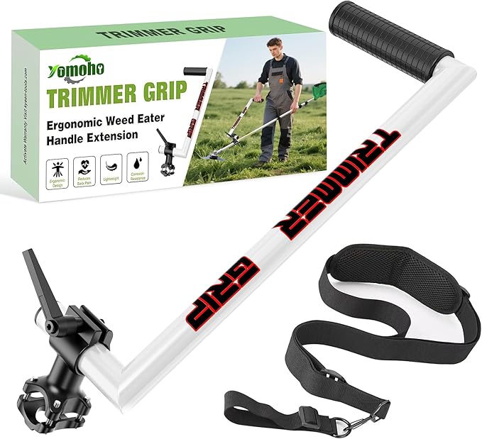 Upgraded Ergonomic Trimmer Grip, String Trimmer Handle, with Trimmer Shoulder Harness, Weed Eater Handle Extension for Trimming, Weedeater Handle Grip for String Trimmer, Lawn Care