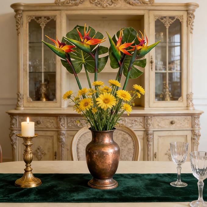 6 Pcs 32.7inch Artificial Birds of Paradise Plant Faux Birds of Paradise Stems Long Stem for Wedding Home Party Hotel Table Centerpiece Vases Indoor Outdoor Decor(Orange)