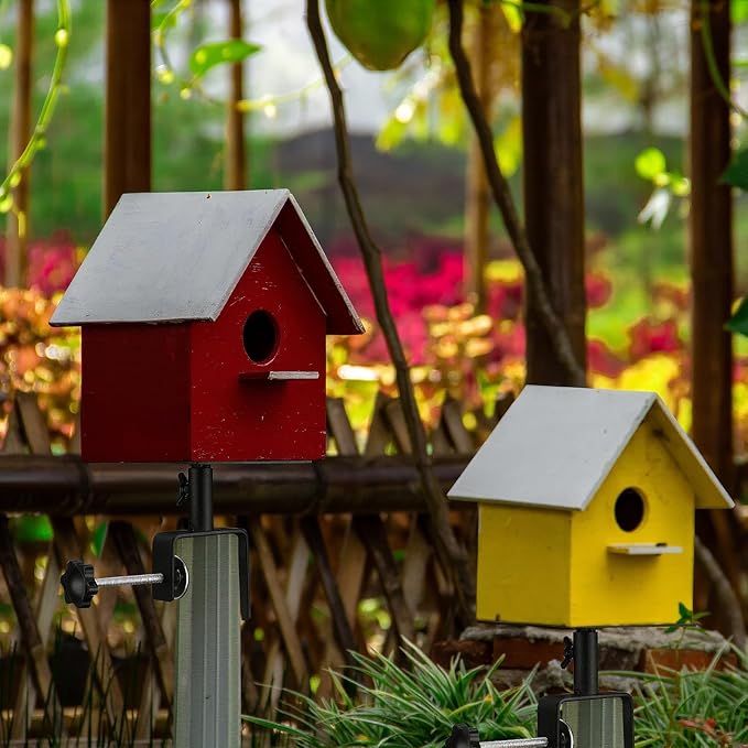 4 Pack Bird House Mount for Fence Birds Feeder Mounted Adjustable Heavy Duty Clamp-on Shelf Bracket for Garden Backyard Patio Deck Tree Outdoor Decor (Bird House Not Included)