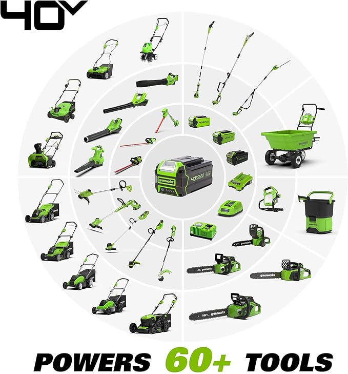 Greenworks 40V 16" Cordless Electric Lawn Mower + 40V Sweeper (150 MPH), 4.0Ah Battery and Charger Included