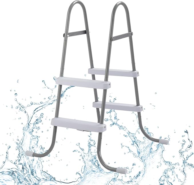 Outvita Metal Frame Above Ground Swimming Pool Entry, 2 Step Exit Ladder for 33" High Wall Pools, 300 Pound Capacity
