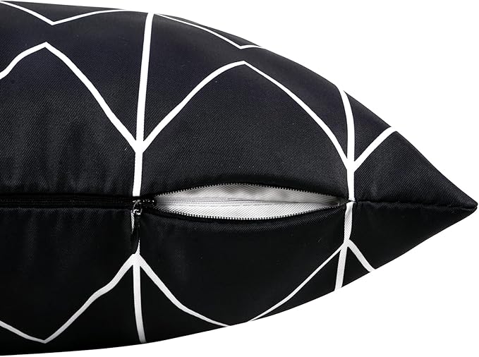 Adabana Outdoor Black Pillow Covers Set of 4 18 x 18 Boho Gemetric Decorative Throw Pillow Cover for Farmhouse Patio Couch Sofa Living Room Country