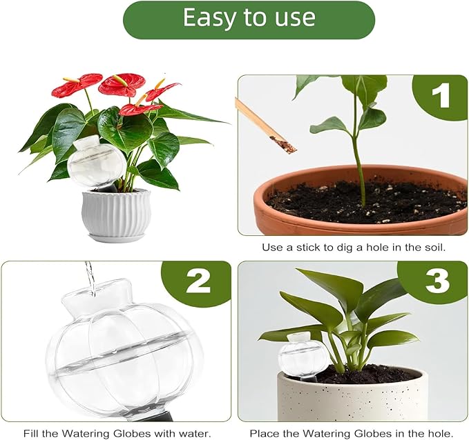 6 Pack Plant Watering Globes, 17 oz Self Watering Planter Insert for Indoor/Outdoor, Slow Release Plant Watering Devices for Vacation Care, Plastic Water Bulbs
