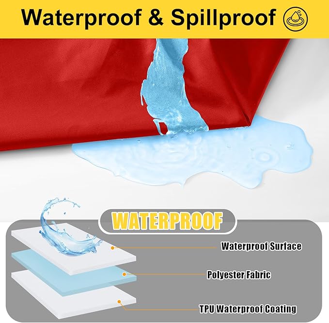 Smiry Picnic Table Cover with Bench Covers, Waterproof Elastic Fitted Polyester Tablecloths for 6 Ft Rectangle Tables, Washable Windproof Tablecloth for Camping, RV & Outdoor (Red, 30x72 Inches)