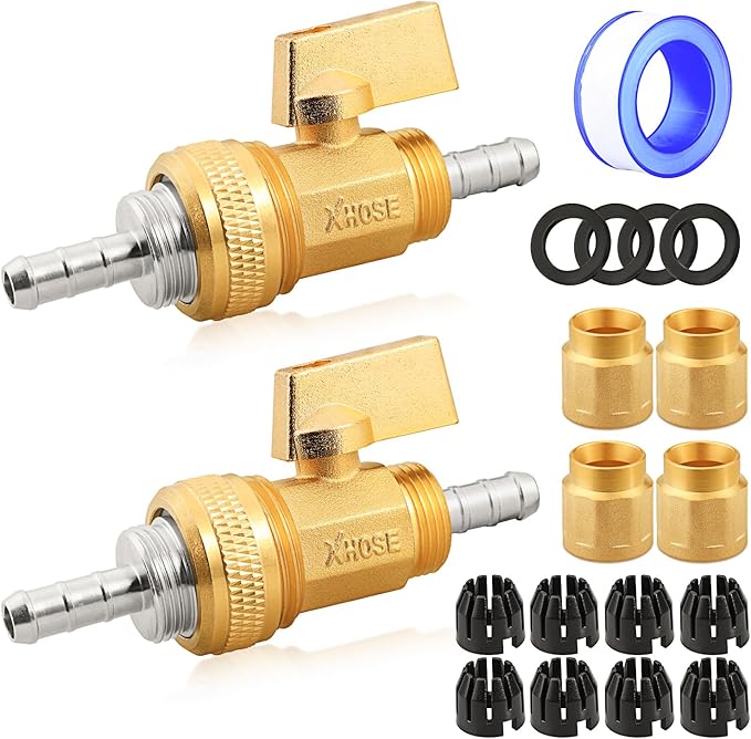 UNWAVER Garden Expandable Telescopic Hose end Adapter with Shut Off Valve Garden Retractable Hose Repair Kit fitting 2Set