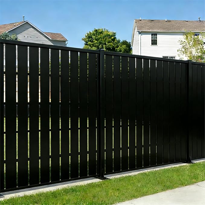 72" h x 47" w Outdoor Metal Privacy Screen, Freestanding Screen Panel with Stand, Privacy Fence and Room/Garden Divider, Weather-Resistant Steel for Patio, Garden, Balcony, or Backyard