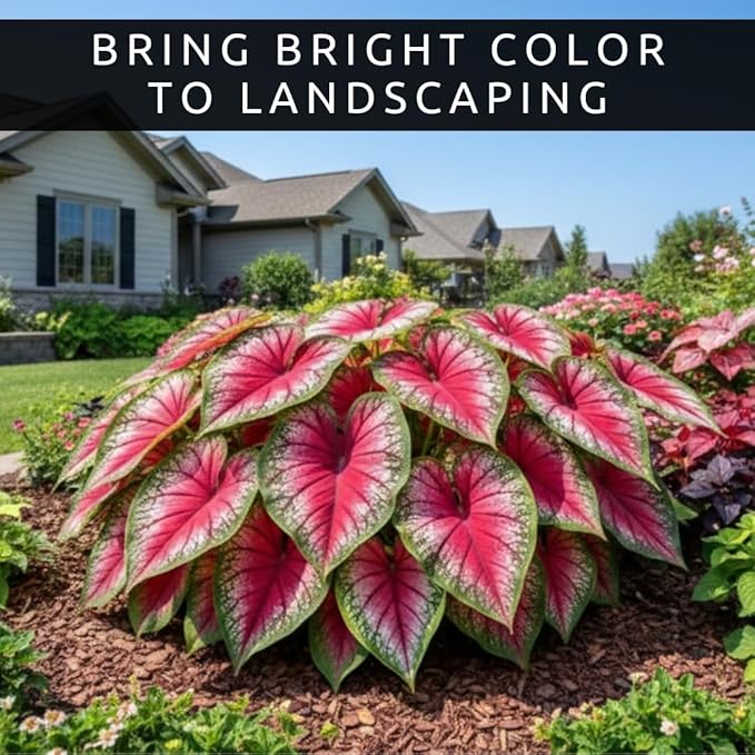 Caladium Bulbs for Planting - Mixed Colors, Growers Choice - Long Blooming Blend (24 Bulbs)