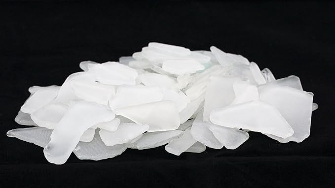 Sea Glass for Crafts – 11oz White Sea Glass Decor, Tumbled Seaglass, Beachglass for Crafts, Seaglass for Beach Accents, Coastal DIY Supply, Nautical Vase Filler
