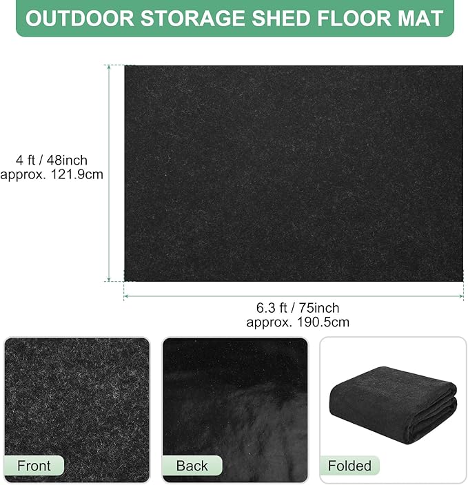 M METERXITY Outdoor Storage Shed Mat, 4x6.3 FT Waterproof Small Shed Flooring Mat for Patio Furniture Floor Protecting from Wear/Liquid/Dust/Oil, Non-Slip Carport Pad [Grey]