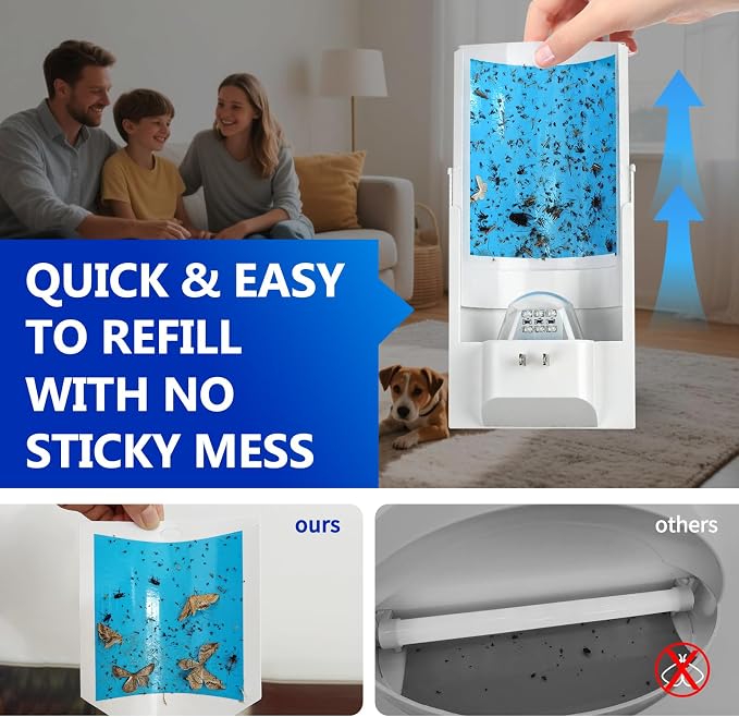 Flying Insect Trap, 2 Devices Fruit Fly Traps for Indoors with 8 Sticky Boards, Gnat Traps for House Indoor Fly Catcher with Blue UV Light, Mosquito Moth Bug Catcher for Home, Kitchen(2026 Upgrade)