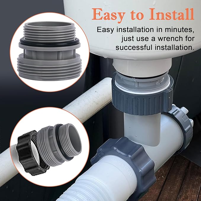 4560 Pool Hose Conversion Adapters Kit for Intex Hayward Coleman Pool Filter Pump Adapter 40mm to 1 1/2 Inch Kit for Intex Hose Conversion Adapter Kit Pool Hose Connector Above Ground Part - 4 Pack