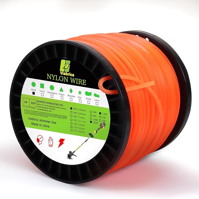 VIABRICO 065 Inch Trimmer Line, 0.065" Weed Wacker Eater String, Commercial Grade Round Nylon String Trimmer Line Replacement for String Trimmer Weed Trimmer .065"-820ft-1.2lb-Spool